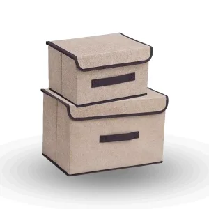 2 Pcs Foldable Fabric Storage Boxes with Lids – Durable & Dustproof Organizer Set