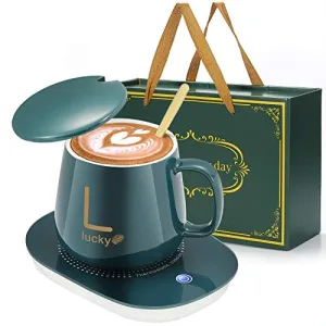 Ceramic Mug Heater with Thermostatic Heating Pad | Coffee & Milk Warmer for Home & Office
