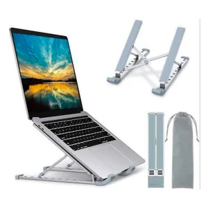 Adjustable Stainless Steel Laptop Stand with Convenient Carry Pouch
