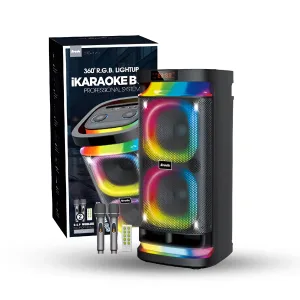Brodu Speaker BTS-1935 | Portable Bluetooth Karaoke Speaker with Wireless Mic & RGB Lights