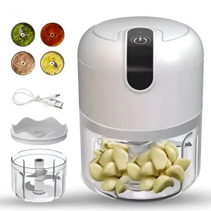 Mini Electric Garlic Chopper – 100ML USB Rechargeable Cordless Food & Vegetable Grinder for Kitchen Use