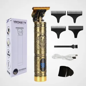 Vintage T9 Cordless Hair Clipper with Rotary Motor – Professional Rechargeable Trimmer for Men | Best Hair & Beard Trimmer