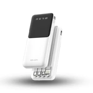 VEN-DENS VD-PB045 10000mAh Power Bank with Built-in Cables & LED Display – Fast Charging Portable Charger