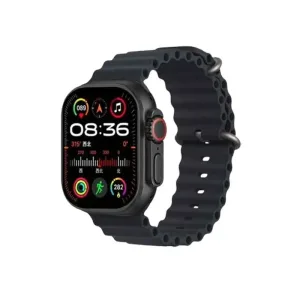 T800 Ultra 2 Smart Watch with 2.0 Infinity Display, Wireless Charging  Waterproof, Black Silicon Straps Included