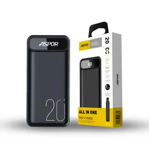 Aspor A396 20000mAh Power Bank – 22.5W Fast PD Charging | LCD Display - Ultra Slim Fast Charging Powerhouse
